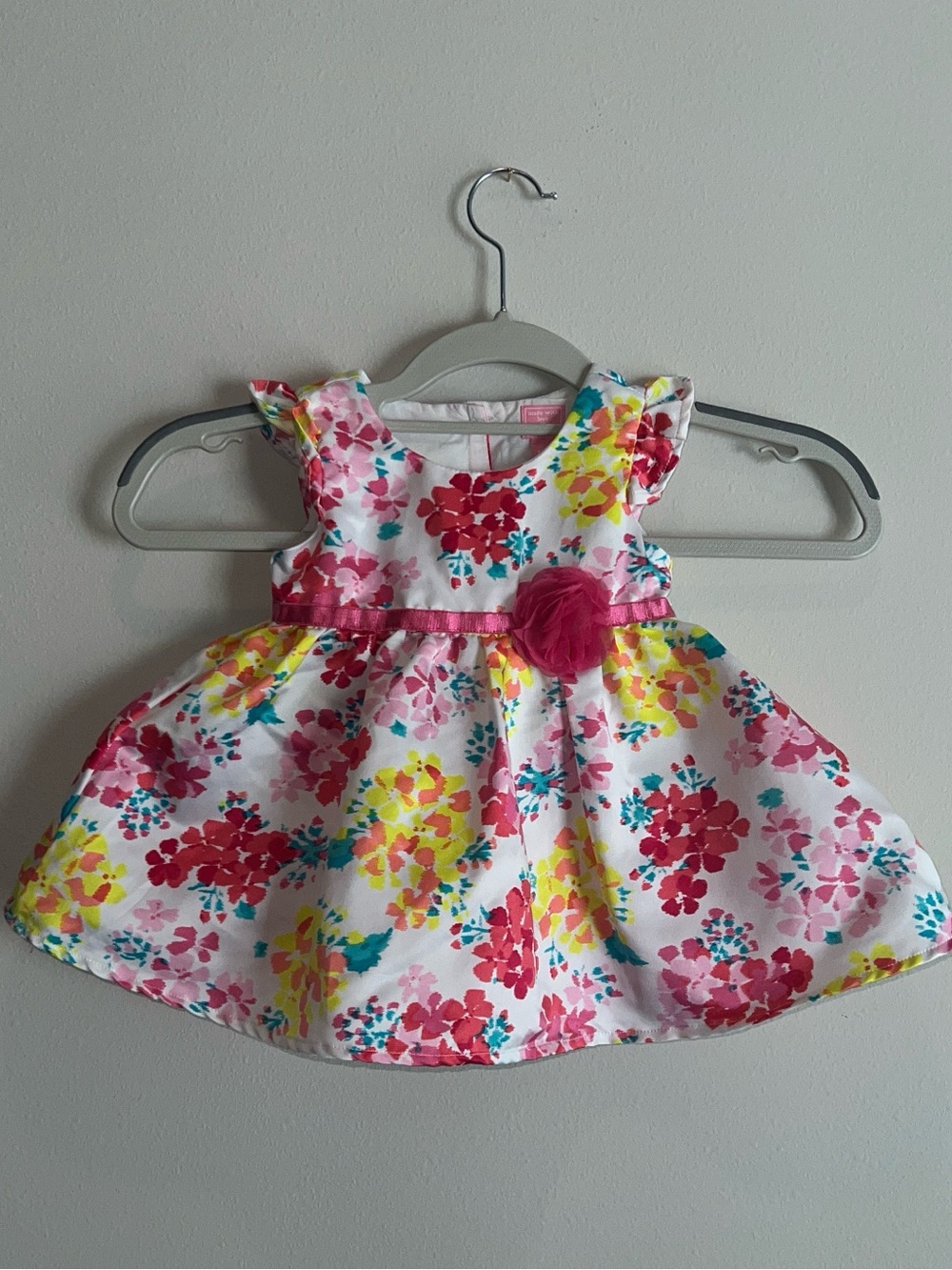 Children's Place Baby Girl's Floral Short Sleeve Satin Dress Size 12-18 Months